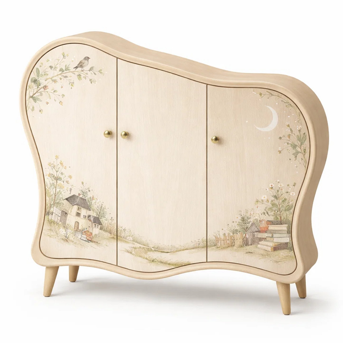 Whimsical Curved Accent Storage Cabinet