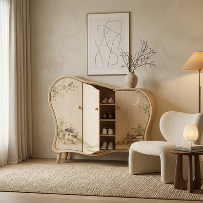 Whimsical Curved Accent Storage Cabinet