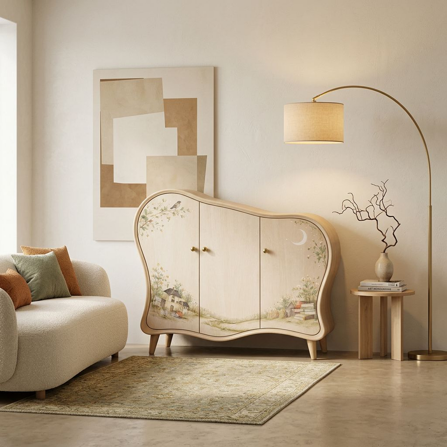 Whimsical Curved Accent Storage Cabinet
