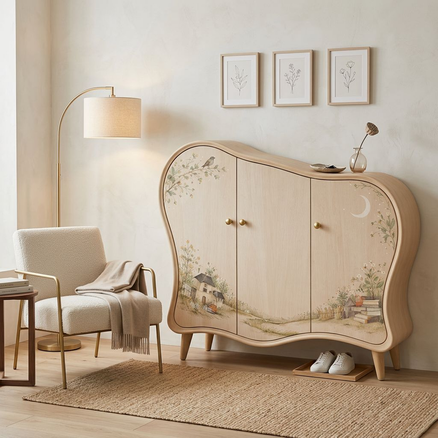 Whimsical Curved Accent Storage Cabinet