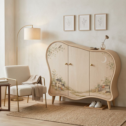 Whimsical Curved Accent Storage Cabinet