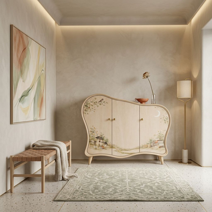 Whimsical Curved Accent Storage Cabinet