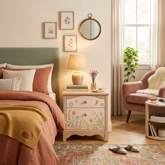 Floral 2-Drawer Nightstand