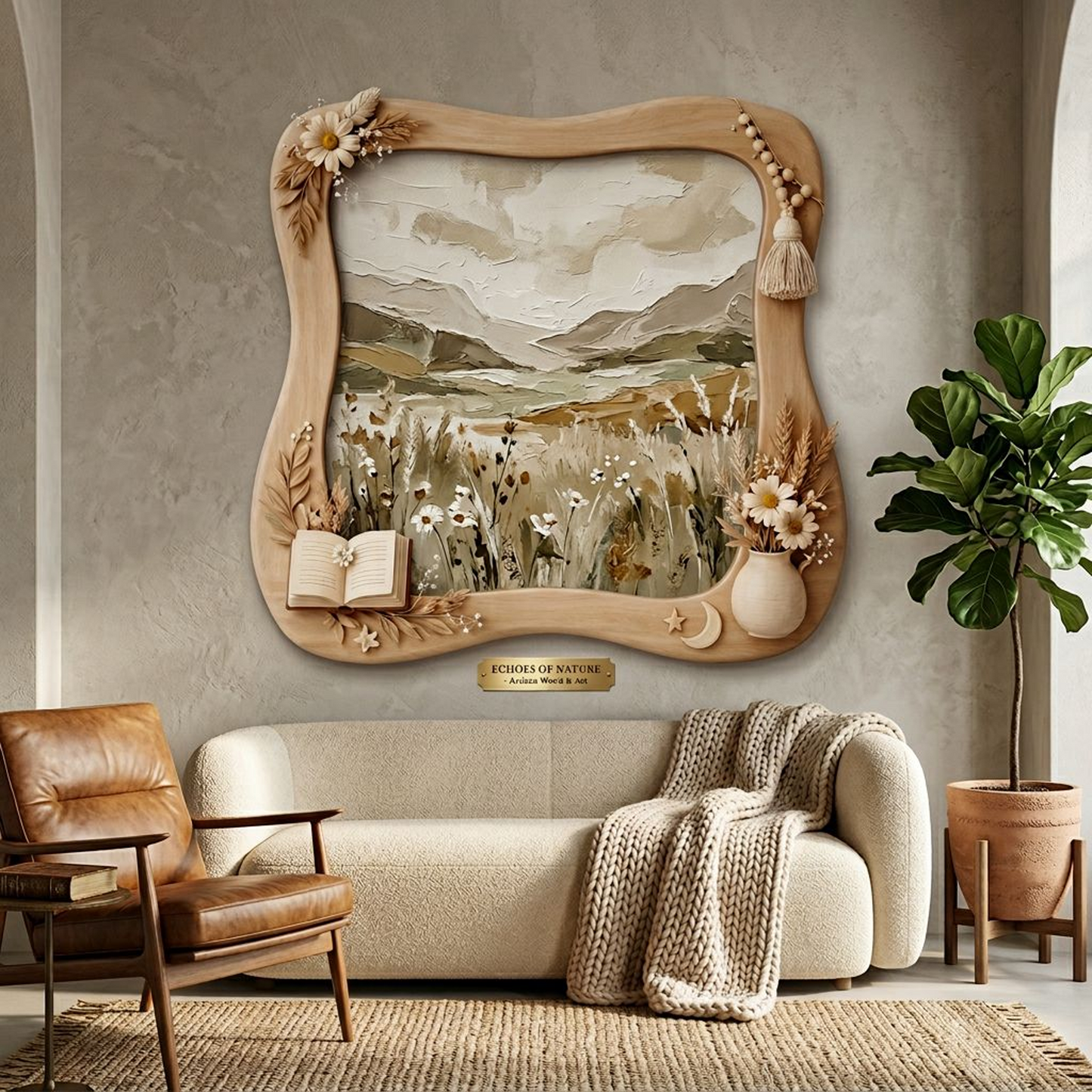 Whimsical Floral Wooden Mirror Frame